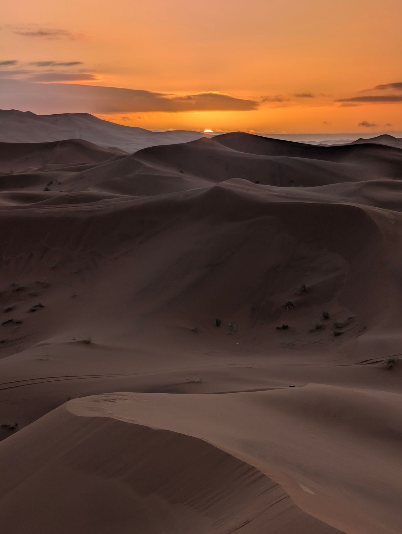 Coucher de soleil sur une mer de dunes