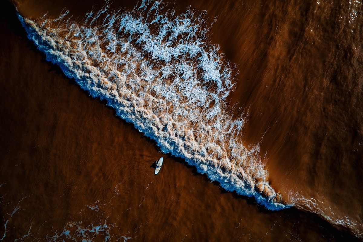 Aerial view of a surf break near Taghazout