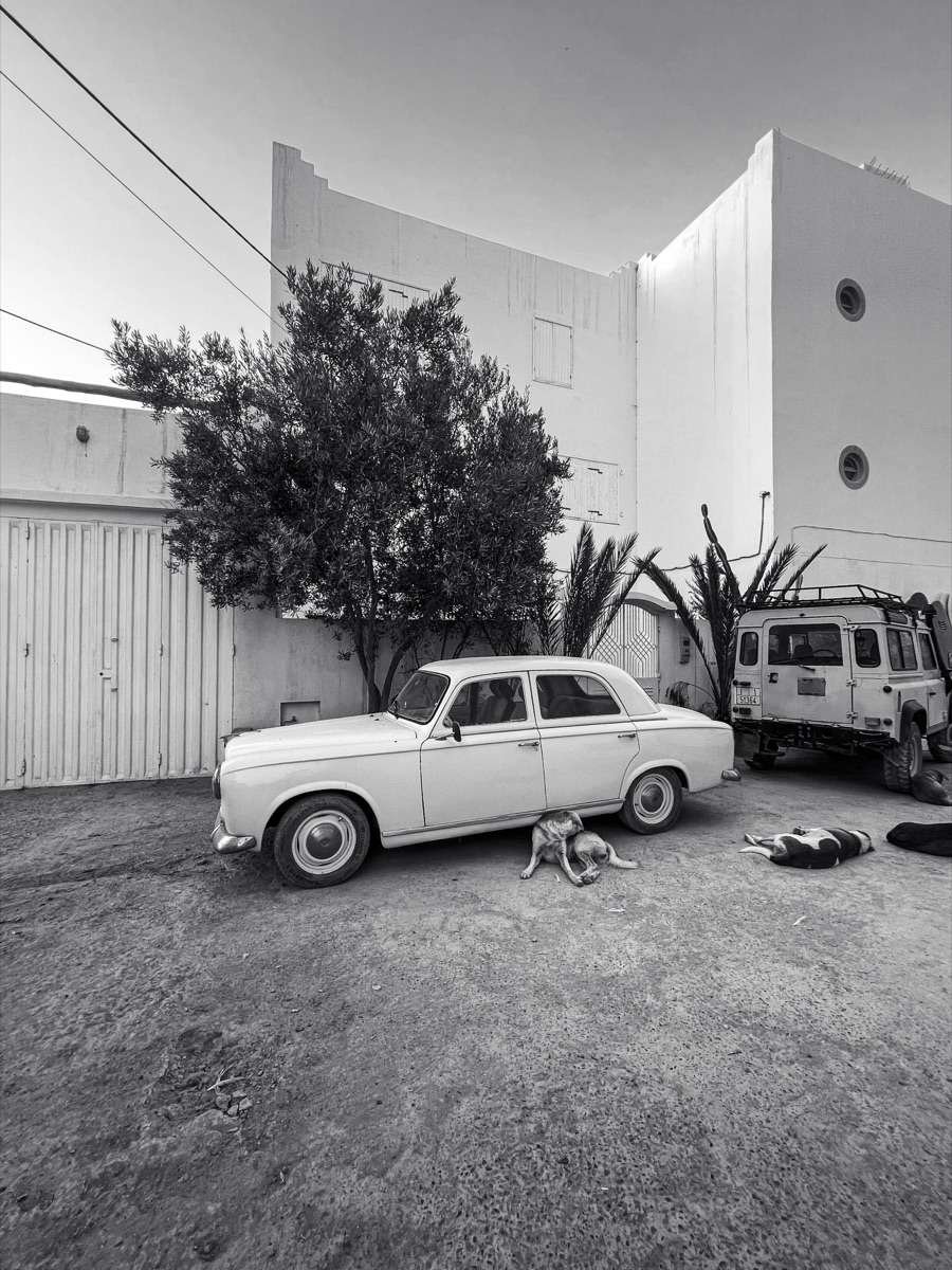 Quiet street scene in Tamraght, Morocco